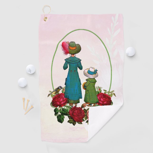 Mum Daughter Duo Red Roses Floral Mother's Day  Golf Towel (InSitu)
