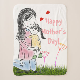 Mum & Daughter Hug Custom Sherpa Blanket