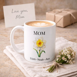 Mum December Birth Flower with Kids Names Coffee Mug