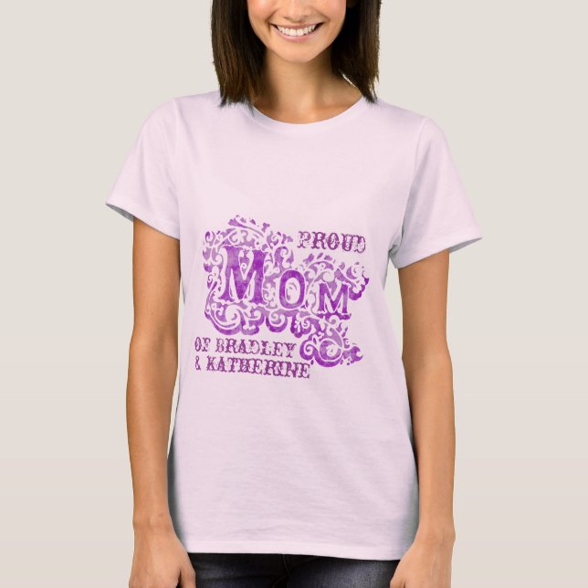 Mum decorative purple proud kids name top (Front)