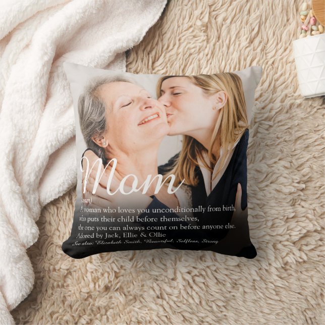 Mum Definition Elegant Script Modern Photo Cushion (Blanket)