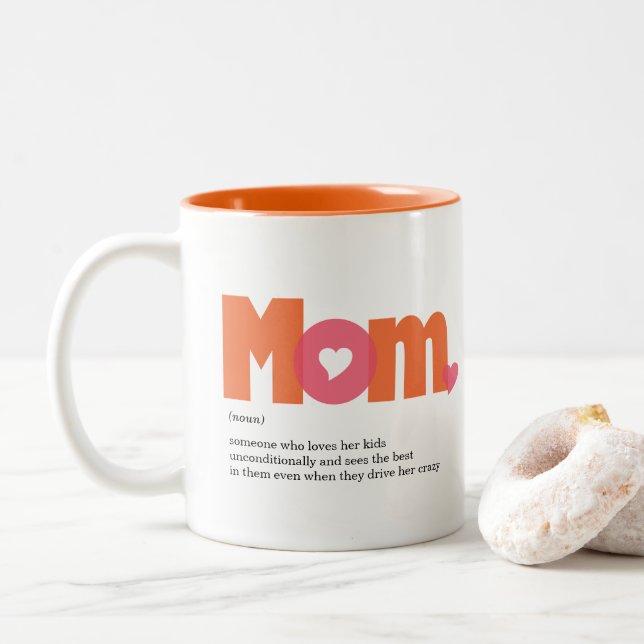 Mum Definition Orange/Pink Two-Tone Coffee Mug (With Donut)