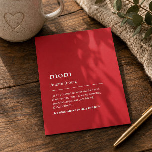 Mum definition Red Modern Custom Kids Names Card
