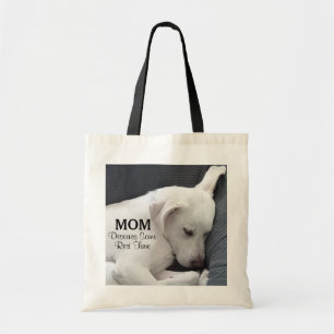 Mum Deserves Some Rest Time Cute White Puppy Dog Tote Bag