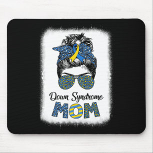 Mum Down Syndrome Awareness Mum Messy Bun Bleached Mouse Pad