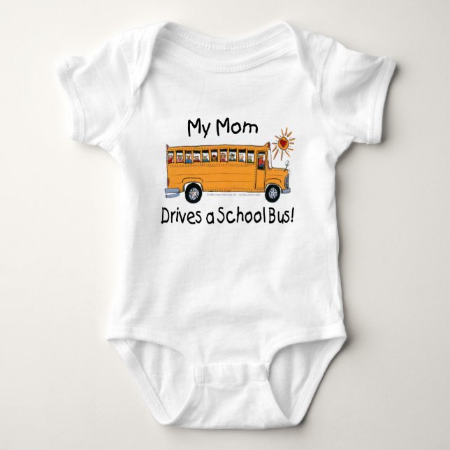 Mum Drives a School Bus Baby Bodysuit (Front)