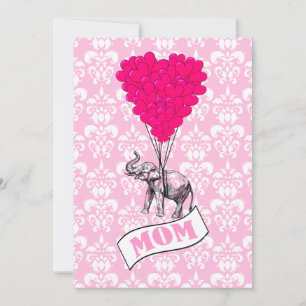 Mum, elephant and heart balloons