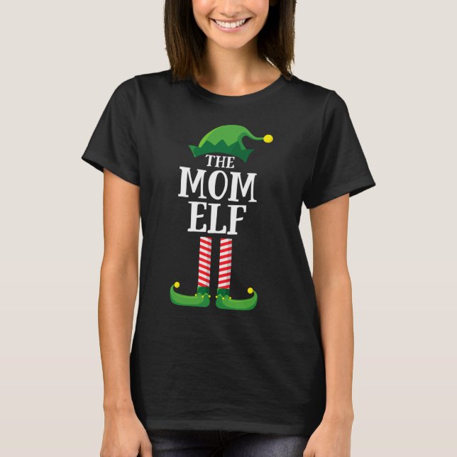 Mum Elf Matching Family Christmas Party Pajama T-Shirt (Front)