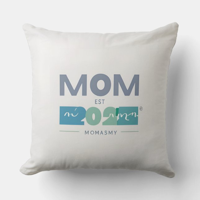 Mum Est. 2025: Minimalist New Mummy Keepsake Cushion (Front)
