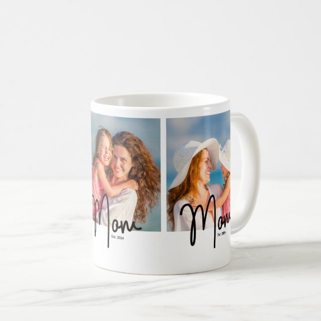 Mum Est. 3 Photo Gift  Coffee Mug (Front Right)