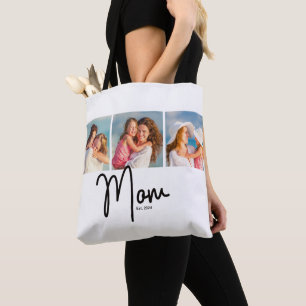 Mum Est. 3 Photo Gift Tote Bag