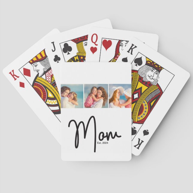 Mum Est. 3 Photo  Playing Cards (Back)