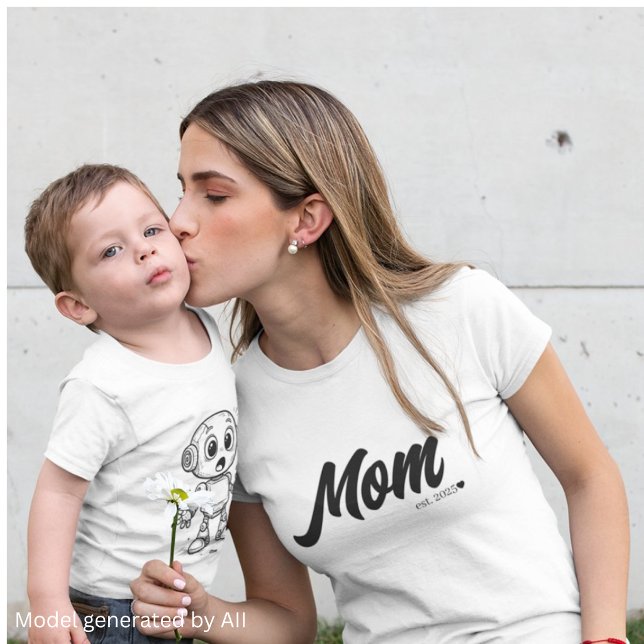 Mum Est. Black Script Heart | Custom T-Shirt (Creator Uploaded)