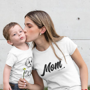 Mum Est. Black Script Heart   Custom T-Shirt