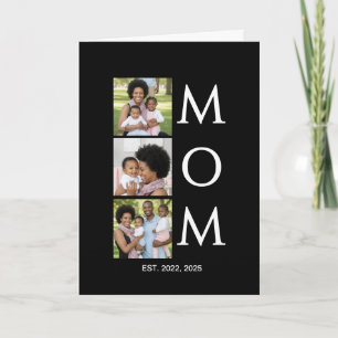 Mum Est Established Caps 3 Photo Mothers Day Holiday Card