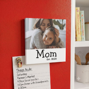 Mum Est Saying Black Whimsical Font Magnet
