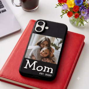 Mum Est Saying White Fun Whimsical Font Photo iPhone 16 Case