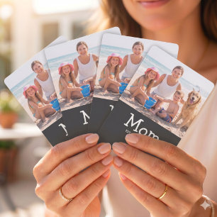 Mum Est Saying White Fun Whimsical Font Photo Playing Cards