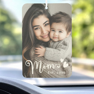 Mum est year hearts overlay photo car air freshener