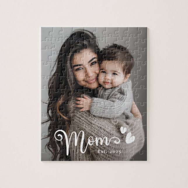 Mum est year hearts overlay photo jigsaw puzzle (Vertical)