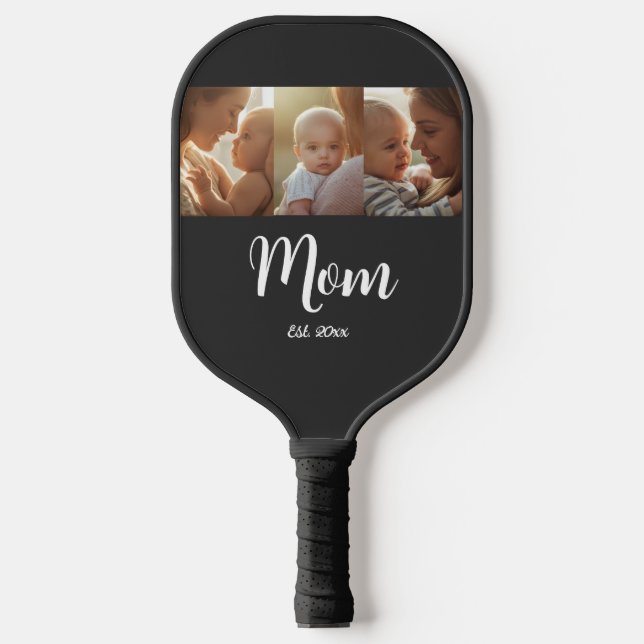 Mum Est. year Modern Bold Script Pickleball Paddle (Front)