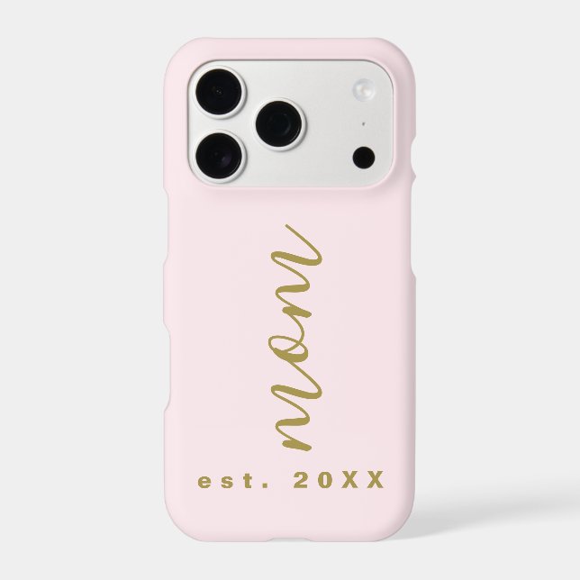 Mum Est. Year Pastel Pink Gold Minimalist Keepsake (Back)