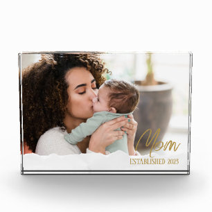 Mum Established 20XX First Mother's Day Gift Photo Block