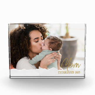 Mum Established 20XX First Mother's Day Gift Photo Block