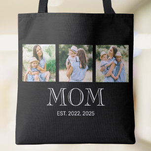 Mum Established 3 Photo Black Tote Bag