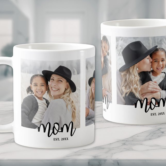 Mum Established 3 Photo Collage Coffee Mug (Mom Established 3 Photo Collage Coffee Mug)