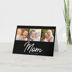 Mum Established 3 Photo Script Black Card