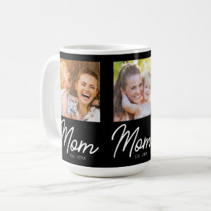 Mum Established 3 Photo Script Black Coffee Mug