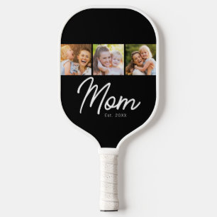 Mum Established 3 Photo Script Black Pickleball Paddle