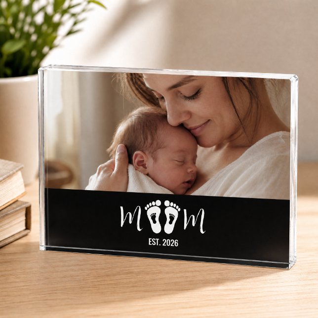Mum Established Baby Footprints Photo Gift Block (Creator Uploaded)