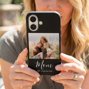 Mum Established Black Elegant Photo Script iPhone 16 Case