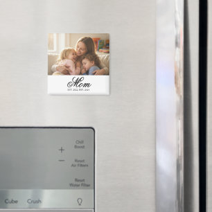 Mum Established Black Elegant Script Photo Magnet