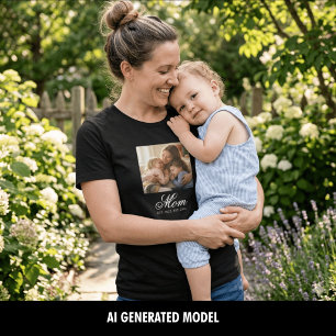 Mum Established Black Elegant Script Photo T-Shirt