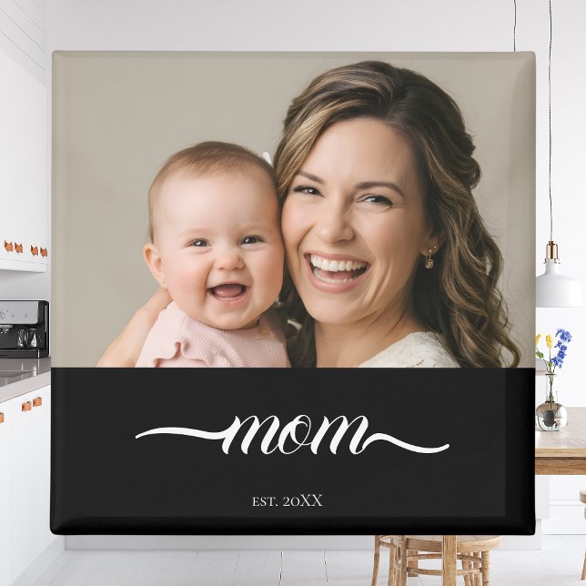Mum Established Black Photo Custom Year  Magnet (Creator Uploaded)