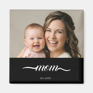 Mum Established Black Photo Custom Year Magnet