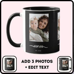 Mum Established Black Photo Elegant Custom Year  Mug