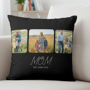 Mum Established Black Script 3 Photo Cushion