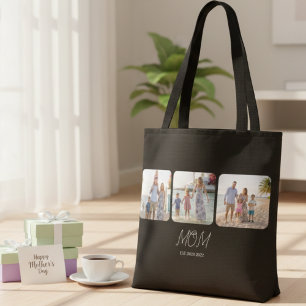 Mum Established Black Script 3 Photo Tote Bag