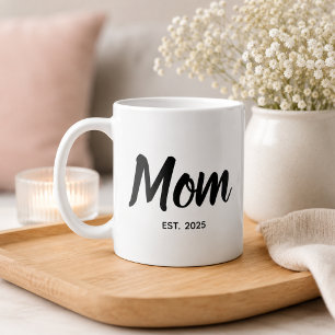 Mum Established Black Script Custom Year Coffee Mug
