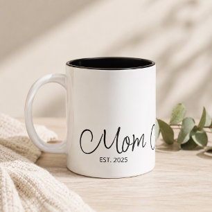 Mum Established Black Script Custom Year Two-Tone Coffee Mug