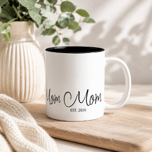  Mum Established Black Script Custom Year Two-Tone Coffee Mug