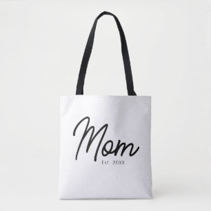Mum Established Black Script Minimal Elegant Tote Bag