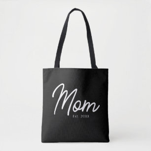 Mum Established Black Script Minimal Elegant Tote Bag