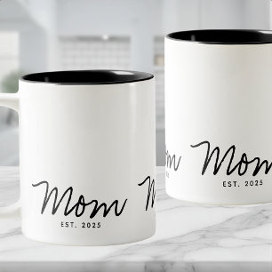 Mum Established Black Script New Mum Gift Two-Tone Coffee Mug