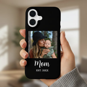 Mum Established Black Script Photo iPhone 16 Case