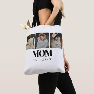 Mum Established Black Typography 3 Photo Tote Bag